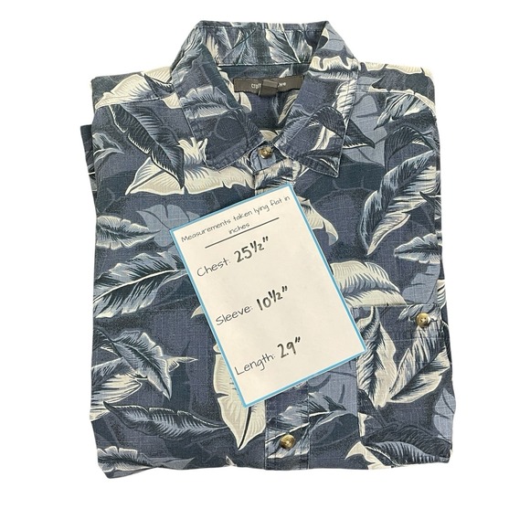 Croft & Barrow Hawaiian Shirt Men's Sz Large Blue Floral Short Sleeve Pocket - Picture 3 of 7